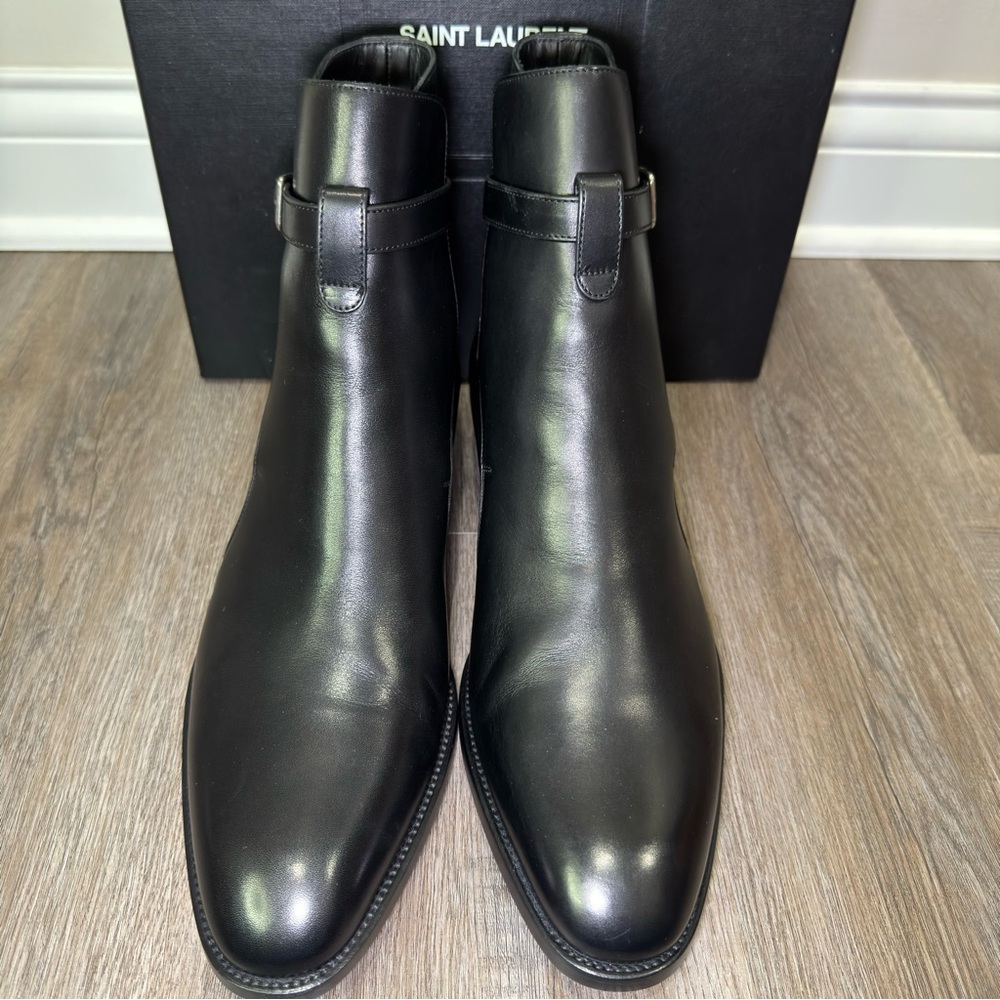 Saint Laurent Wyatt 30 Jodhpur Marrakesh Nero Black Leather Boots with Strap - Picture 4 of 16